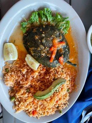 Chile Relleno de Mariscos: Would have hoped for more chunks of seafood and less mushy, but had a great flavor!