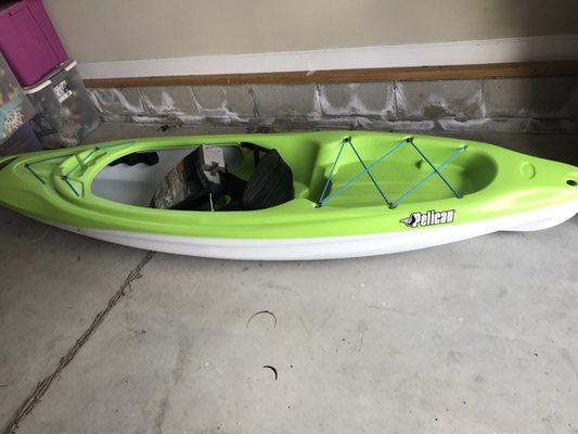 My new kayak, it's a hot color. And everything had to be color-coordinated.