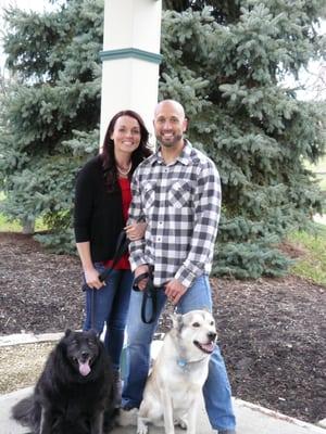 Drs. Michael & Cassie w/ their two pups.