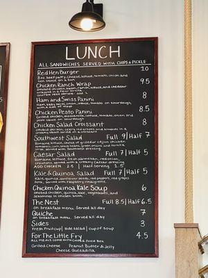 Lunch menu