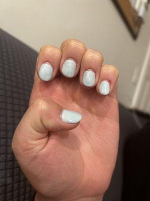 bad gel nail job - bumpy and uneven