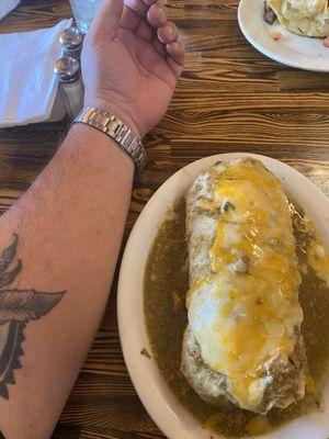 My forearm sized next to their Super Burrito.