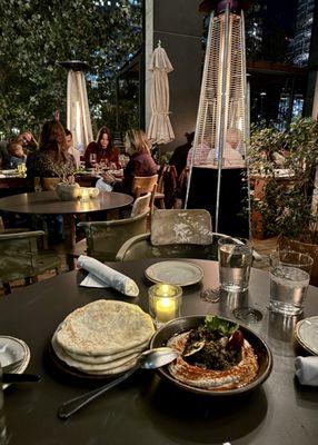 Patio seating with heaters