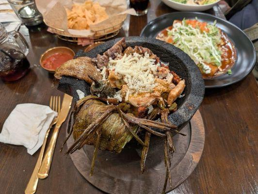 Molcajete. Hot soup in a big bowl - delicious!