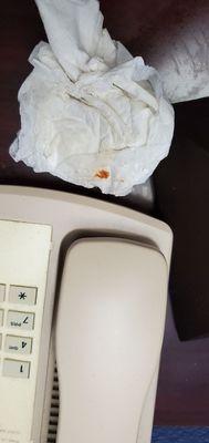 More blood found on a tissue beside the bed