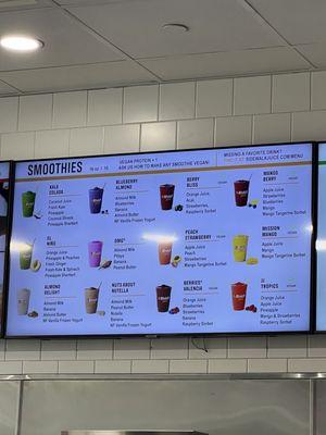 Smoothie menu