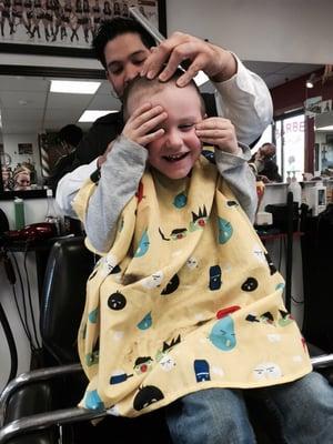 Best barber shop around!! First time EVER that my son LAUGHED while getting a cut - rather than screaming/running - HUGE THANKS!