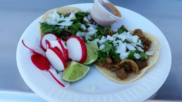 AL Pastor and one Lengua taco