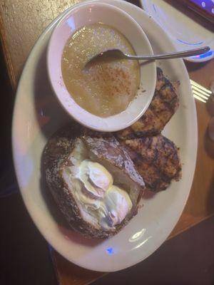 Grilled Chicken, Baked Potato, Applesauce