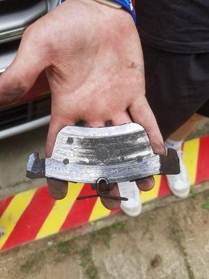 The bare metal brake "pad"