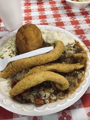 Very Cold fried fish and even colder crawfish platter