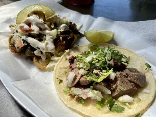 Rajas Sope and Lengua Taco