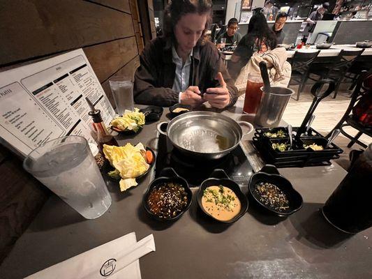 Set up for a hot pot