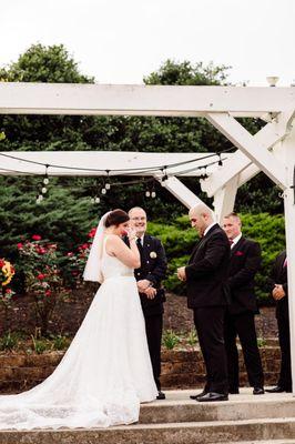 Custom beaded edge veil we created