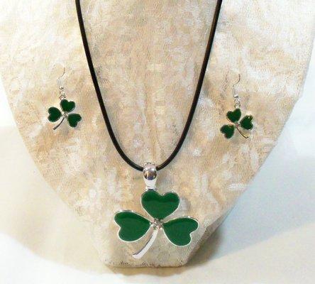 Big, Bold, Beautiful Pewter & Enamel Shamrock Combo