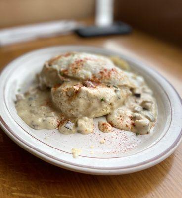 Biscuit with Shiitake Mushroom Gravy with Side of 2 Eggs