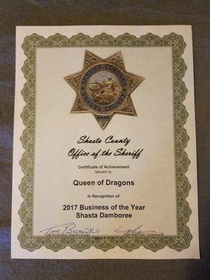 Congrats for Business of the year. LETS CELEBRATE!!! Thank you Shasta County!