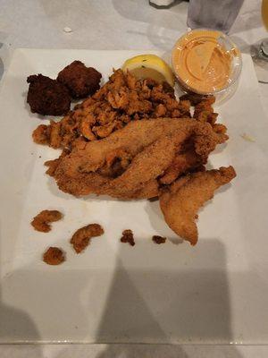 Fried grouper and crawfish tails