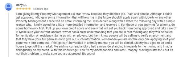 A 5 star review from an applicant on what to expect and what to provide.