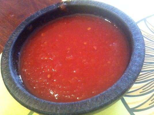 Red mild salsa.