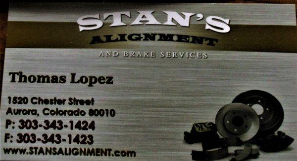 This is the current business card of Stan's.