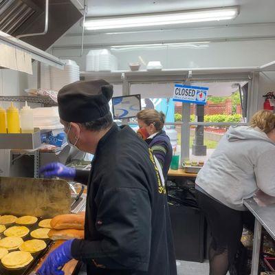 Inside the food truck