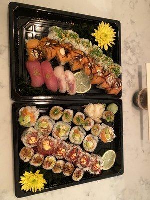 A sushi tray for two.