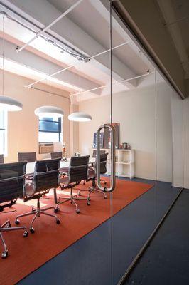 Glass office partition.