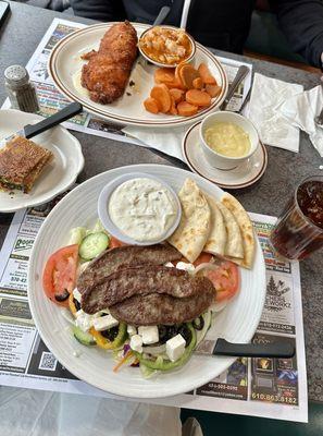 Gyro platter and home made monte cristo with carrots and stewed cabbage, delicious!