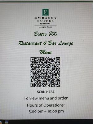 Bistro 800 QR Code - updated Menu