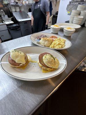 Traditional Eggs Benedict and Sleepy Bear Platter.