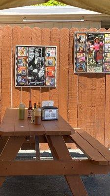 Seating area with music over speakers