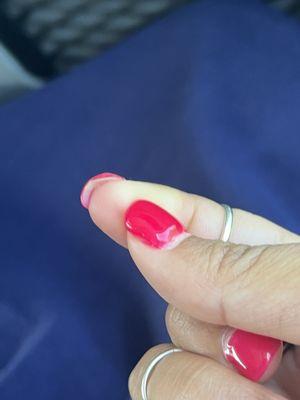 You can see under the mail where it lift off from my natural nail.