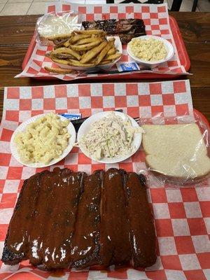 1/2 slab Platter (bottom), Brisket Platter (top)