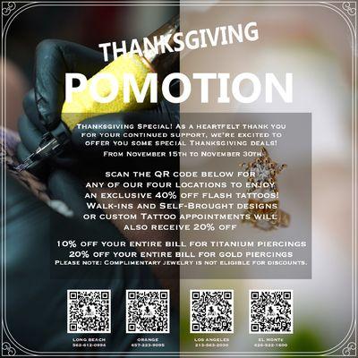 Thanksgiving Promotion 2024, please visit our IG for more details!