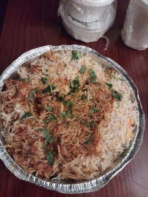 Mutton Biryani to go plate. They give HUGE portions.