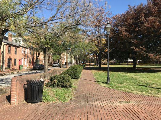 View of Saint Mary's Park path along Saint Mary Street