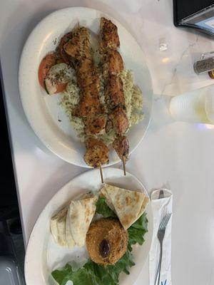 Grilled Chicken Kebobs Plate!! Spicy Hummus