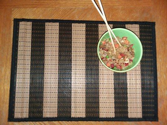 A lovely evening at home with my Hunan Cafe pork fried rice