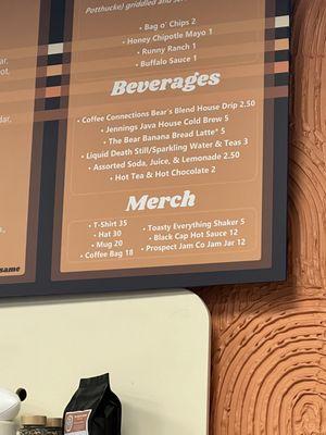 Beverage menu