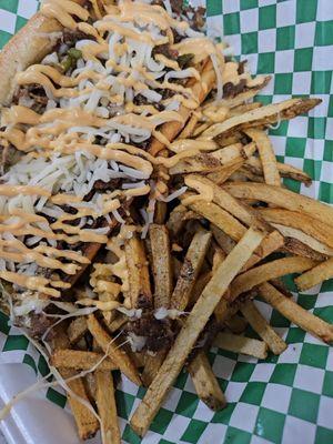 Cheesesteak and hand cut fries