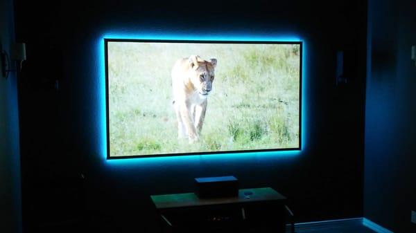 Brand new on the market backlit 120" projector screen.  Very cool!