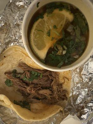 Shredded Beef Birria Street Tacos w/ Consome Dip. Barely any  meat. Consome is bland. Not worth the price.