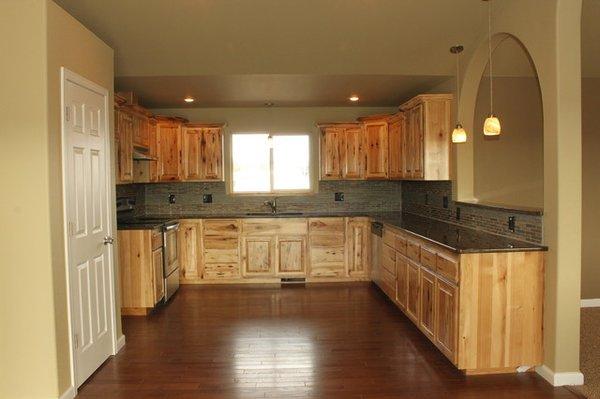 we installed the light fixtures and the kitchen cabinets