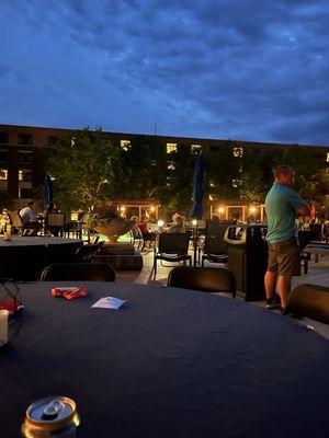 Evening view of outside pool section and some nice seating