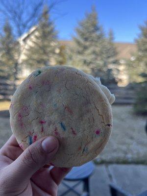 Birthday cheesecake cookie sandwich