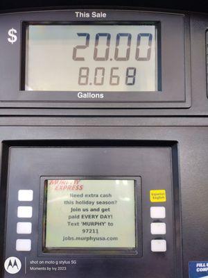 40¢ off a gallon almost gave me a full tank 12/24/2023