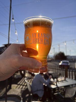 The sun, shining through my "All bark, no bite" double IPA. Ultra super excellent!