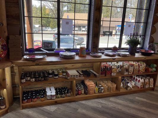 Jams, confit,nut butters, granola butters, spreads, simple syrups, healthy and unique baking supplies, baking mixes.