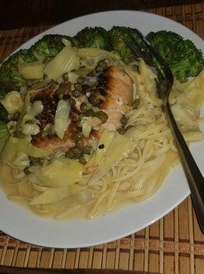 SALMON with LEMON-BUTTER-CAPER-ARTICHOKE SAUCE FAMILY KIT from 58.00 1 HOUR PRE-ORDER NEEDED PICKUP  M-F 2:00-6:00PM (CURBSIDE ONLY)  FAMILY